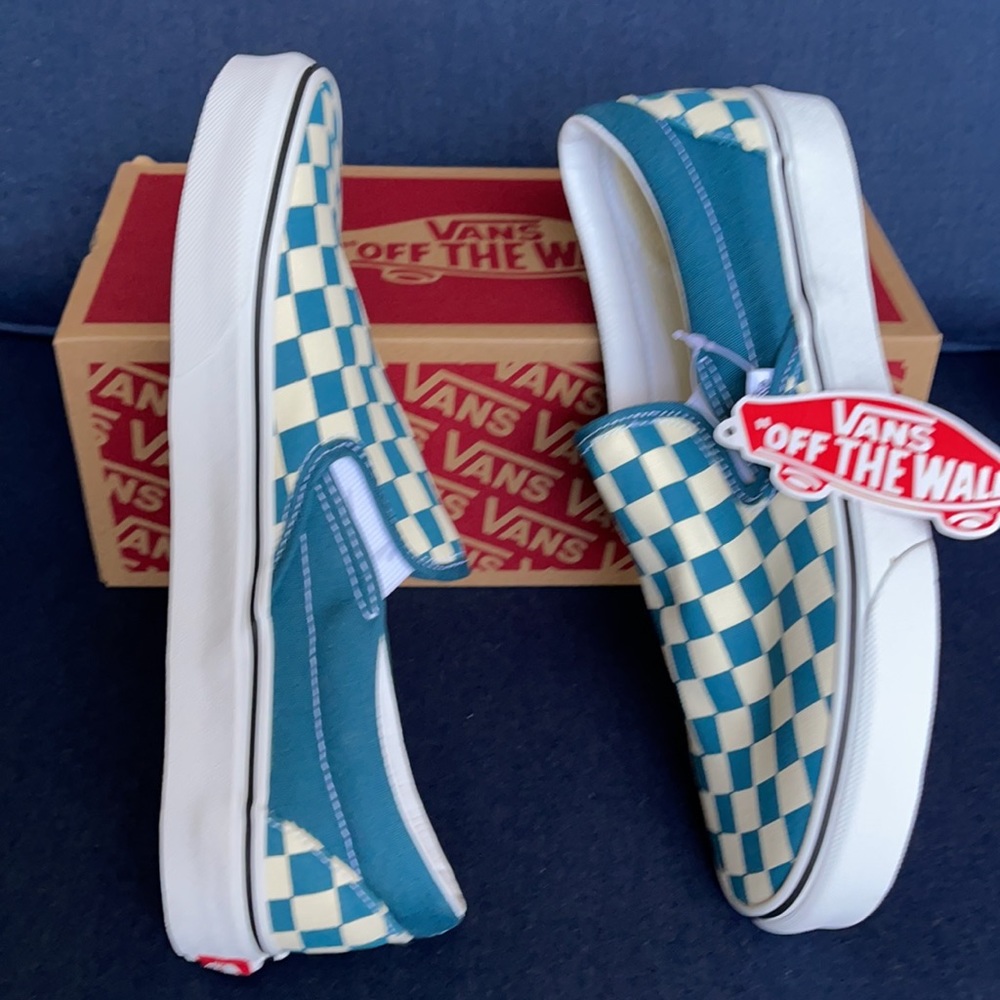 Vans Classic Slip-On Checkerboard Blue Coral/True White WMNS - Picture 12 of 16